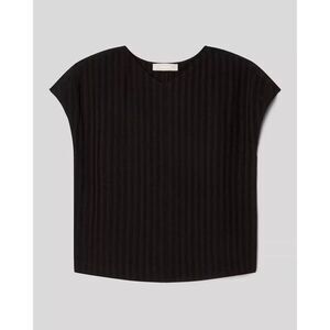 Everlane City Stripe V Neck Top Short Sleeve Pullover Black Shirt oversized